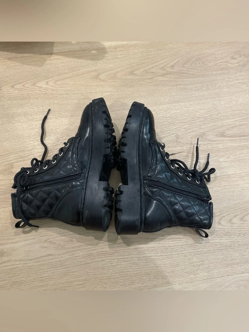 Steve Madden Black Lug Sole Combat Boots